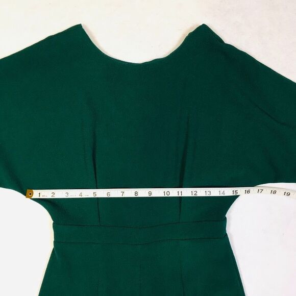 Asos Wiggle Midi Dress Womens 4 Forest Green Dolman Sleeve Front Slit V Cut Back - Picture 6 of 13